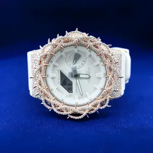 Reloj G-Shock Rose White Thrones con Diamantes Moissanite, Reloj de Lujo para Hombre con Movimiento de Cuarzo, Resistente al Agua, Elegante Reloj con Diseño de Anillo - Product Image 1
