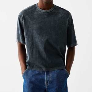 DTG T-shirts pour hommes personnalisés T-shirt oversize lourd coupe carrée avec décoloration au soleil T-shirt pour hommes avec logo et lavage à l'acide - Product Image 1