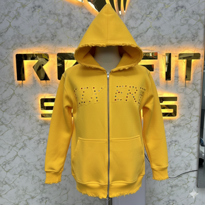 Sweat à capuche zippé personnalisé de haute qualité, imprimé en relief, 100 % coton, respirant, écologique, unisexe, très vendu - Product Image 4