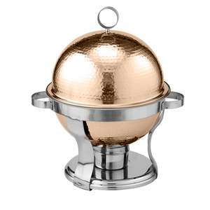 Présentoir de vaisselle au design martelé en cuivre en métal lourd pour les restaurants de restauration de service de cuisine d'hôtel - Product Image 2