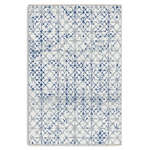 Tapis lavable géométrique bleu indigo Netline Home Moonlit Linework - Product Image 2