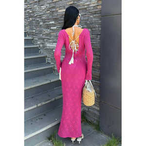 Vestido con Escote en V y Detalles de Encaje y Borlas Transpirables, Modelo 2850 - Product Image 5