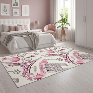 Alfombra Infantil con Diseño de Roma y París, Alfombra Decorativa para Habitación de Niñas con Estampado Digital de la Torre Eiffel, OEM ODM - Product Image 3