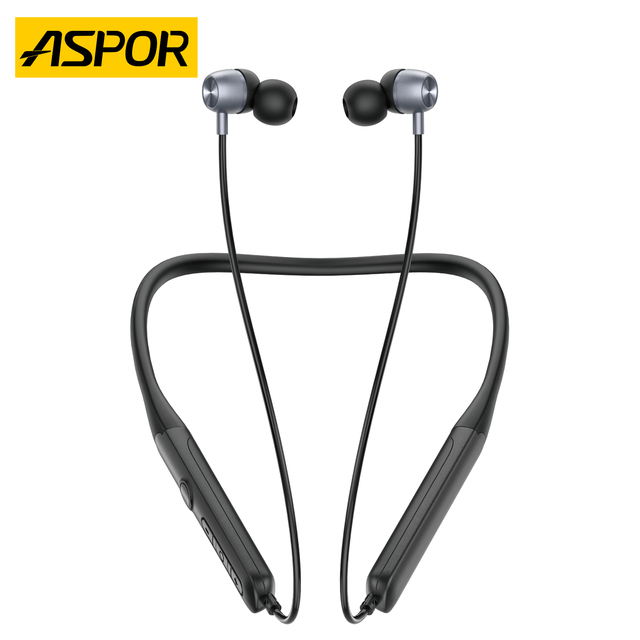 ASPOR A601 Wireless Earbuds Neck Headphones with Long Battery Life, Sweatproof  Earphones for Gym, BT5.4 Sports Earphones