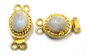 Pierre de lune pierre précieuse 1 brin 2 brins et 3 brins fermoir boîte ronde plaqué or 18 carats 23X11X10MM fermoir de fabrication de bijoux B783 - Product Image 3