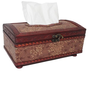 Contenedor de papel para servilletas de madera con acabado Natural, caja de pañuelos de madera portátil para café, hogar y oficina, soporte de pañuelos usado Regular - Product Image 2