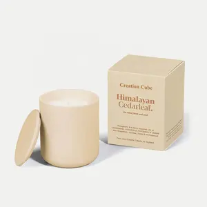 Contenedores de cerámica de marca privada de lujo, velas perfumadas de cera de soja para aromaterapia de café grabada y fragancia para el hogar con embalaje