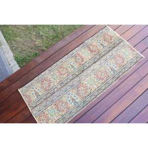 Alfombra Vintage, Alfombra Turca de 1.7x3.7 pies, Alfombra Persa Azul de Lana - Product Image 2