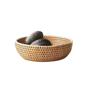 Bols à fruits en rotin de forme ronde de nouvelle conception tailles personnalisées bols de nourriture en rotin brun d'Inde - Product Image 1