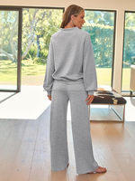 Conjuntos de salón para mujer, chándales, conjuntos de 2 piezas, sudadera con cordón de otoño 2024, pantalones de chándal de pierna ancha, chándal