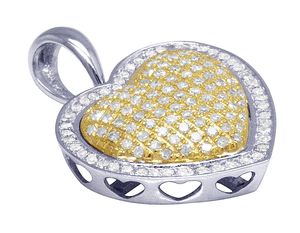 Deux Tons Plaqué Or S925 Argent Moissanite Diamant Coeur Pendentif Hip Hop Bijoux Pour Hommes Femmes - Product Image 2