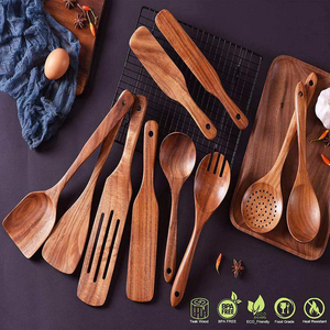 Cucharas de Cocina de Madera, Utensilios de Cocina Antiadherentes, Utensilios de Cocina de Madera de Teca 100% Natural, Fabricantes de Utensilios de Cocina - Product Image 4