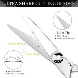 ชุดตัดผมสำหรับมืออาชีพออฟเซ็ตเงาสูงสีเงินตัดตามหลักสรีรศาสตร์และชุดเฉือนบางลงลดความเครียดอย่างแม่นยำ - Product Image 4