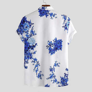 Chemise à imprimé floral d'été pour homme, chemise décontractée à manches courtes, légère, pour les vacances à la plage - Product Image 3