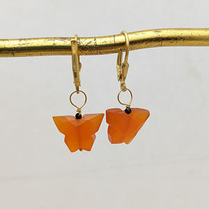 Carnelian แกะสลักพลอยก้านกลับต่างหูเงินสเตอร์ลิงชุบทองคริสตัลคริสตัลบำบัดต่างหูแฟชั่น - Product Image 6