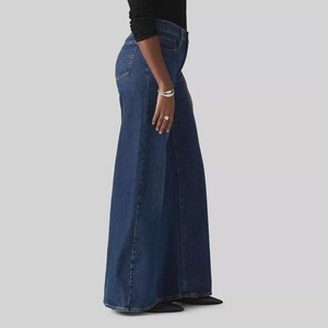 Nouveau jean droit en denim uni à lavage bleu clair personnalisé pour femmes, jean de créateur, taille haute, jean baggy pour femmes - Product Image 3