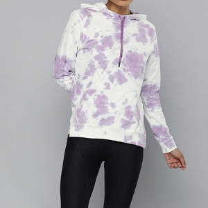 เสื้อฮู้ดผ้าฟลีซเข้ารูปสำหรับผู้หญิงผ้าฟลีซพิมพ์ลายมัดย้อมใส่สบาย - Product Image 4