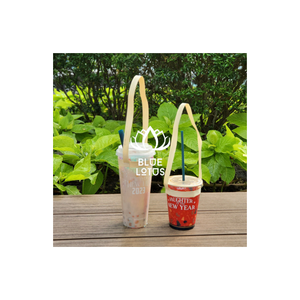 <b>Bamboo</b> Take Away <b>Cup</b> Handle Holder Corypha Vietnam Handicraft Tea Coffee Drink Holder Ecofriendly 2024 Blue Lotus - Product Image 1