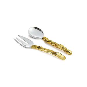 Serveur à salade en acier inoxydable argenté bon marché New Look avec poignée en or Couverts au design moderne de luxe - Product Image 1