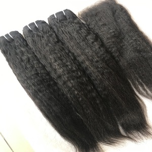 Venta al por mayor Yaki Kinky Straight Machine Paquete de cabello humano de trama doble para mujeres negras 100% Cabello sin procesar de proveedor indio - Product Image 2