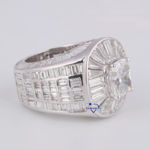 ใหม่ทันสมัยฮิปสเตอร์หรูหราบาแกตต์หลักเบาะหินฮิปฮอป VVS เพชรโมอิสซาไนท์แหวนเงิน925สเตอร์ - Product Image 3