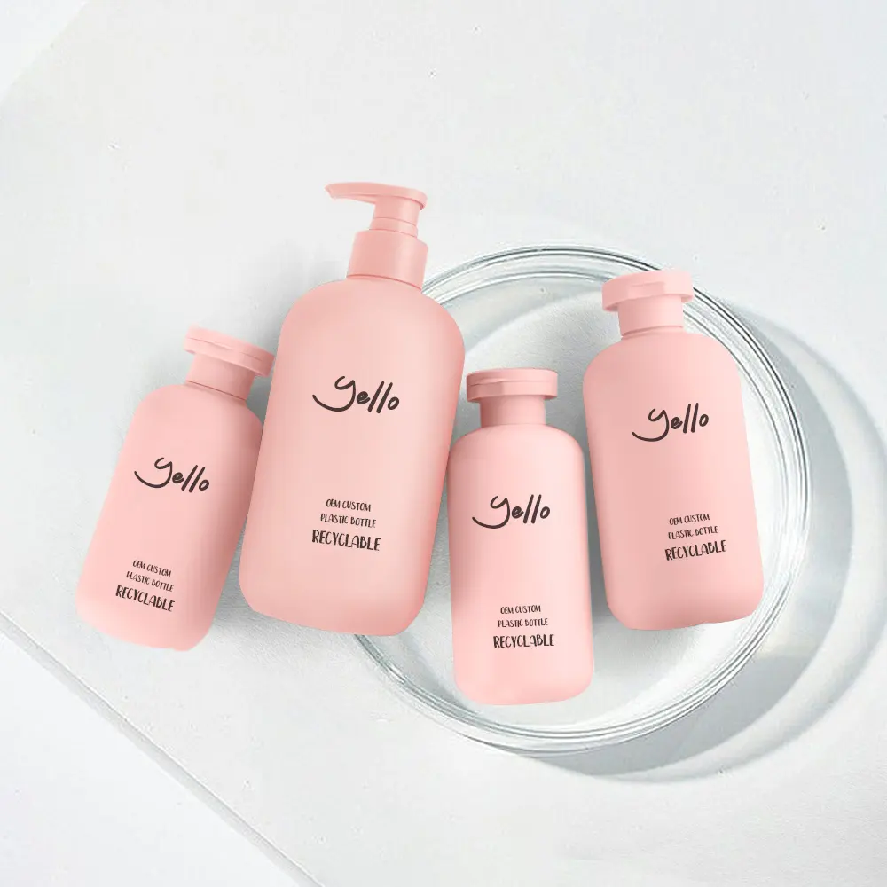 Mat Groen Roze Hdpe Plastic Cosmetische Verpakking Custom Luxe Squeeze Lege Body Lotion Shampoo Fles 200Ml 300Ml 10Oz 500Ml