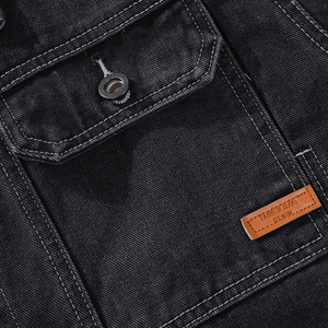 Veste en jean de style coréen pour homme, prix d'usine du Bangladesh, mélange de coton, manches longues, col à revers, couleur unie, veste rétro - Product Image 4