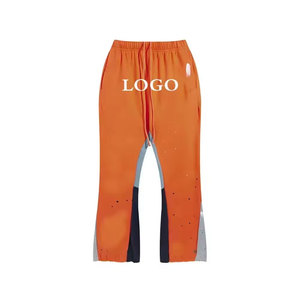 Pantalones Deportivos Acampanados para Hombre, Cintura Elástica con Cordón, Transpirables, Casuales, con Logotipo Estampado en Letras Negras en la Pierna Izquierda, Estilo Otoñal - Product Image 2