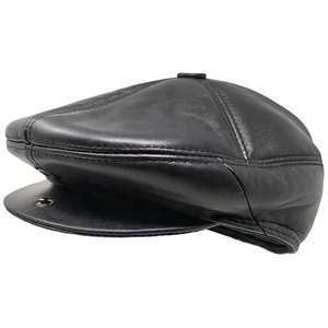2026 High Quality <b>Men</b> Genuine Leather <b>Hats</b> Ear Covering Casual New Fashion Newsboy Leather Caps With Customized logo OEM - Product Image 1