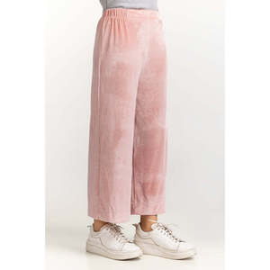 Pantalon large taille haute rose clair pour femme WM-TRKN23-007, coupe ample style Hip Hop avec technique de teinture unie froissée - Product Image 4