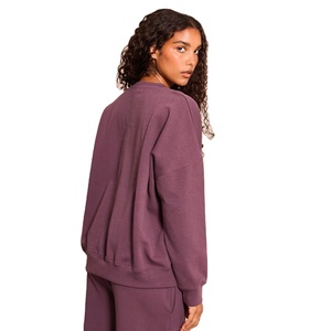 À la mode femmes col rond sweat Style de base coton lourd tissu coupe décontractée Streetwear sweat dames vêtements en gros - Product Image 2