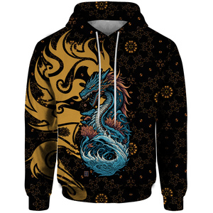 Sudadera con capucha de lana con sublimación de León impresa personalizada unisex, ropa informal, técnica teñida lisa, venta al por mayor para la temporada de primavera - Product Image 2