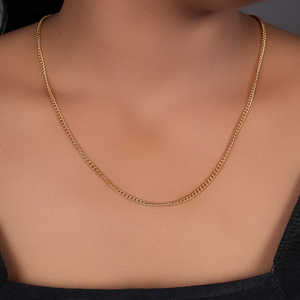 Collier chaîne à maillons tendance plaqué or pour hommes et femmes, chaîne cubaine avec diamants et perles, matériaux en alliage et en laiton - Product Image 2