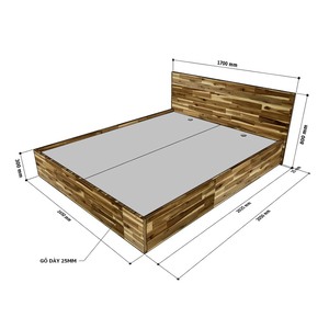 Natural Color 160x200cm Acacia Wood <b>Bed</b> <b>Frame</b> Solid Modern Rustic Japanese Style for Double Queen King Size BedroomsGN68038 - Product Image 6