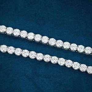 Moda clásica HipHop blanco \ plata 4mm tres garras una sola fila completo circón moissanite diamante tenis cadena collar - Product Image 3