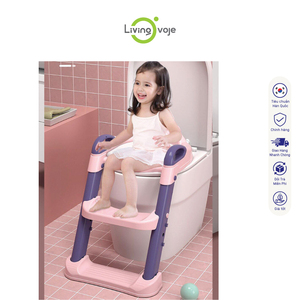 Siège d'apprentissage de la propreté pour enfants SB Tech avec échelle, motif grenouille de dessin animé, rose et violet, fabriqué au Vietnam - Product Image 3