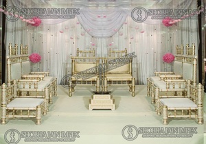 Chaises élégantes Mandap de mariage en forme de feuille Décorations exquises pour votre journée spéciale - Product Image 4