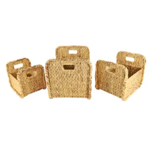 Sustainable Storage Baskets Water Hyacinth Hamper Home Furniture Handicraft bamboo organizers Natural Storage Boxes & Bins