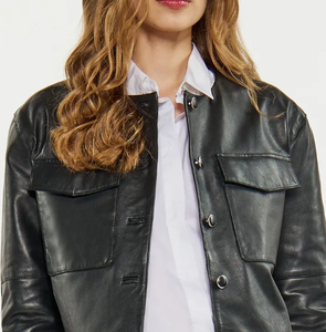 Nueva temporada de invierno de alta calidad, chaqueta de cuero para mujer, chaqueta con cremallera y cuello vuelto - Product Image 6