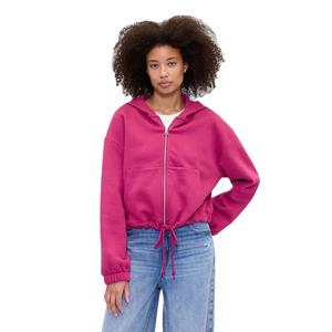 Sweat à capuche zippé décontracté pour femme Veste polaire à fermeture éclair complète Sweat-shirt en coton doux Haut de rue imprimé et taille personnalisée Top pour femme - Product Image 5