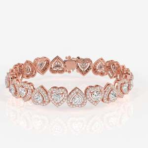 Pulsera de Diamantes Moissanite con Halo de Corazón, Elegantes Brazaletes de Plata de Ley - Product Image 4