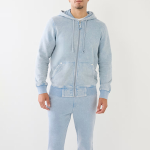 Survêtements à capuche en molleton uni personnalisés en gros, vêtements de sport vintage, lavage à l'acide, deux pièces respirantes, streetwear - Product Image 5