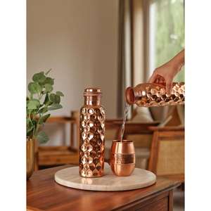 Wholesale Best Quality Handmade Copper <b>Bottle</b> with Copper Glass Drinking <b>Water</b> Storage for Improves Digestion and Immunity Use - Product Image 2