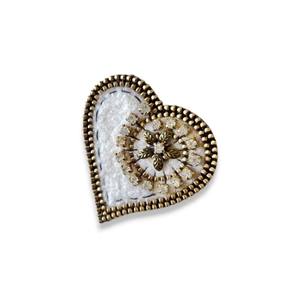 Broche fleur avec cristal et perle broderie à la main et fil de lingot perlé broche de mode - Product Image 4