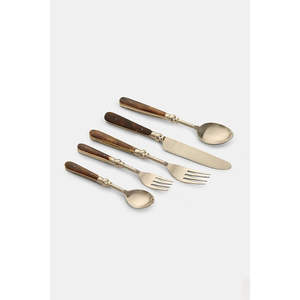 ชุดเครื่องใช้บนโต๊ะอาหารชุบทองพรีเมี่ยม5ชิ้นมีดสเตนเลสสตีลปลายสูงด้ามจับขัดเงาสวยงาม - Product Image 5