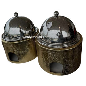 Ensemble de deux chauffe-plats en acier inoxydable, design luxueux, nouveau, vente en gros, casserole classique, élégante, fantaisie, nouveau métal, fondue - Product Image 6