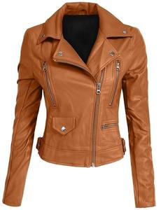 Nouveau design en cuir véritable fermeture éclair respirant femmes veste d'hiver fille style moderne et intérieur extérieur poches OEM en gros 2024 - Product Image 5