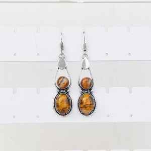 Boucles d'oreilles en œil de tigre multi-pierres, plaquées argent 925, faites à la main, boucles d'oreilles pendantes en pierres précieuses, bijoux bohèmes, cadeau pour elle, vacances - Product Image 6