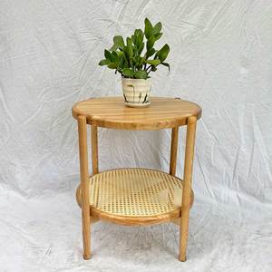 Modern Oak Wood Living Room <b>Side</b> <b>Table</b> with <b>Marble</b> Top STT030 - Product Image 2