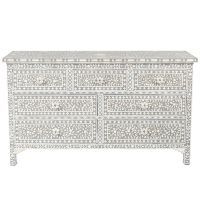 L'UTILISATION DE L'INSTALLATION D'OS DONNE DES MEUBLES Design moderne Armoire à incrustation en os véritable avec 7 tiroirs pour le salon armoire à incrustation en os impex - Product Image 3